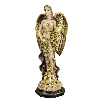Angel De La Abundancia, Abundia Figura De Resina 30x12x10 Cm Dorado