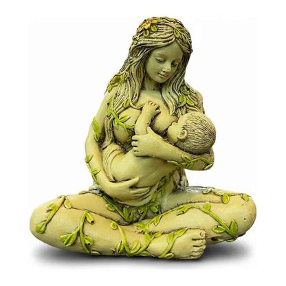 Figura Diosa Madre Tierra, Gaia De Resina 10 Cm Verde Claro
