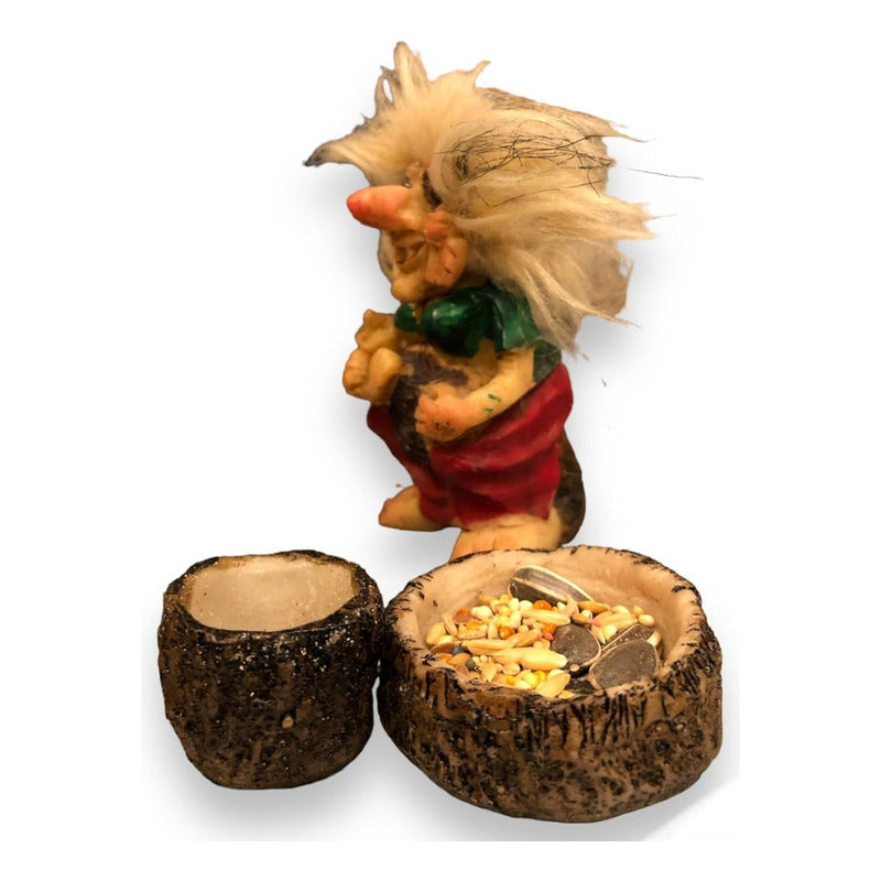 Troll Maternidad + Comederos Y Bebedero Escultura De Resina