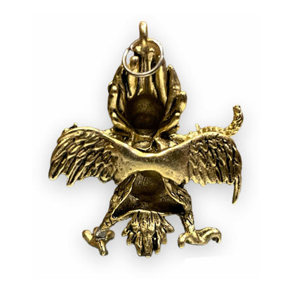 Garuda Amuleto En Metal Con Baño Dorado 18x35x40mm