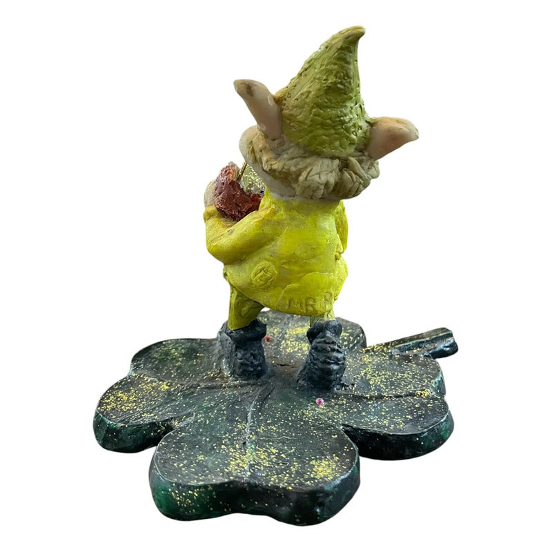 Figura Duende De La Abundancia Con Trébol De La Suerte 14 Cm Verde by HEREJE