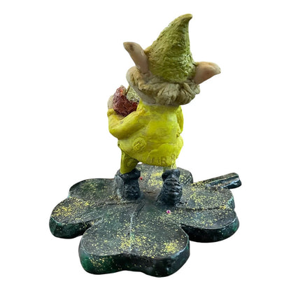 Figura Duende De La Abundancia Con Trébol De La Suerte 14 Cm Verde by HEREJE