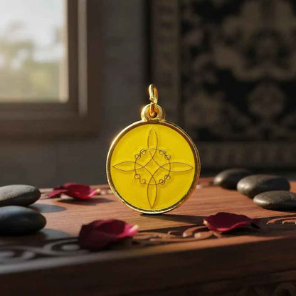 Nudo De Brujas Dije Encapsulado Con Los 7 Baño De Oro 25mm Amarillo