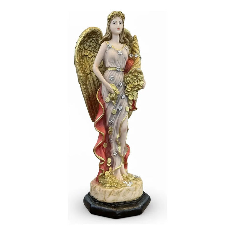 Angel De La Abundancia, Abundia Figura De Resina 30x12x10 Cm Capa Naranja by HEREJE