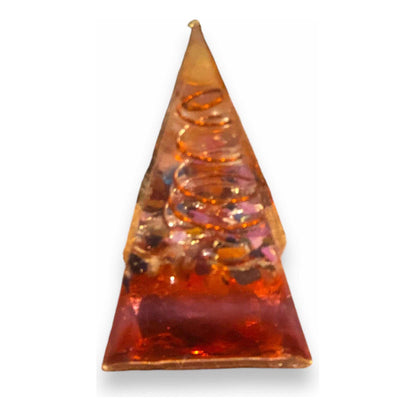 Pirámide De Orgonita 7cm Y Resina Roja
