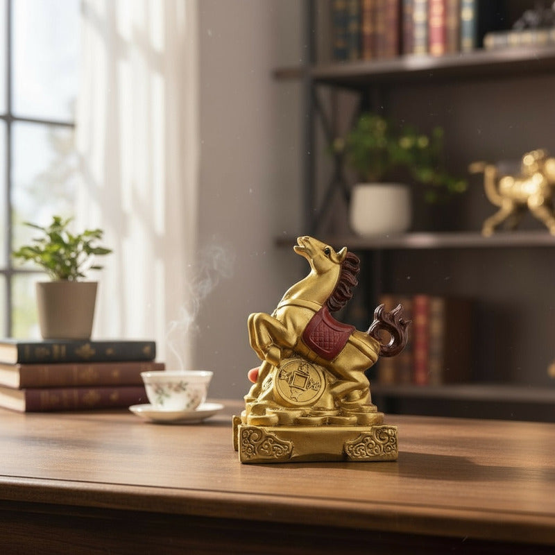 Caballo Año Chino Escultura De Resina 9x6x5cm