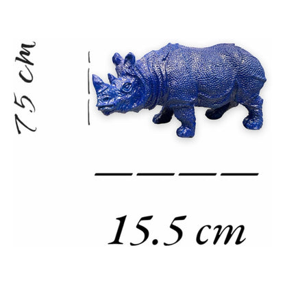 Figura Elefante Y Rinoceronte Azul Feng Shui 8.6cm Y 7.5cm Azul Petróleo