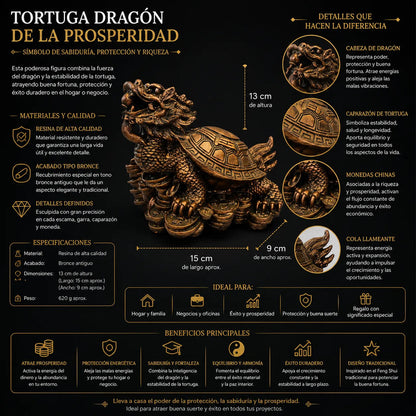Figura Tortuga Dragón Feng Shui Abundancia 13cm Negro by HEREJE