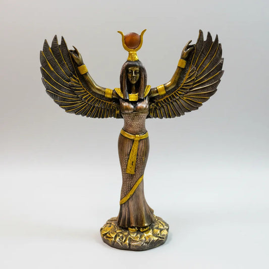 Isis Diosa Ast Egipcia Resina Nacional Pintada A Mano 28 Cm Cromo