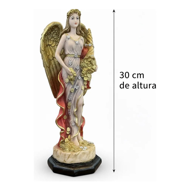 Angel De La Abundancia, Abundia Figura De Resina 30x12x10 Cm Capa Naranja by HEREJE