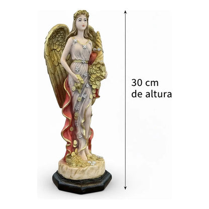 Angel De La Abundancia, Abundia Figura De Resina 30x12x10 Cm Capa Naranja by HEREJE