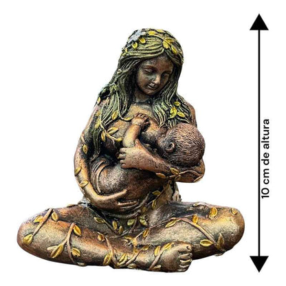 Figura Diosa Madre Tierra, Gaia De Resina 10 Cm Cobre