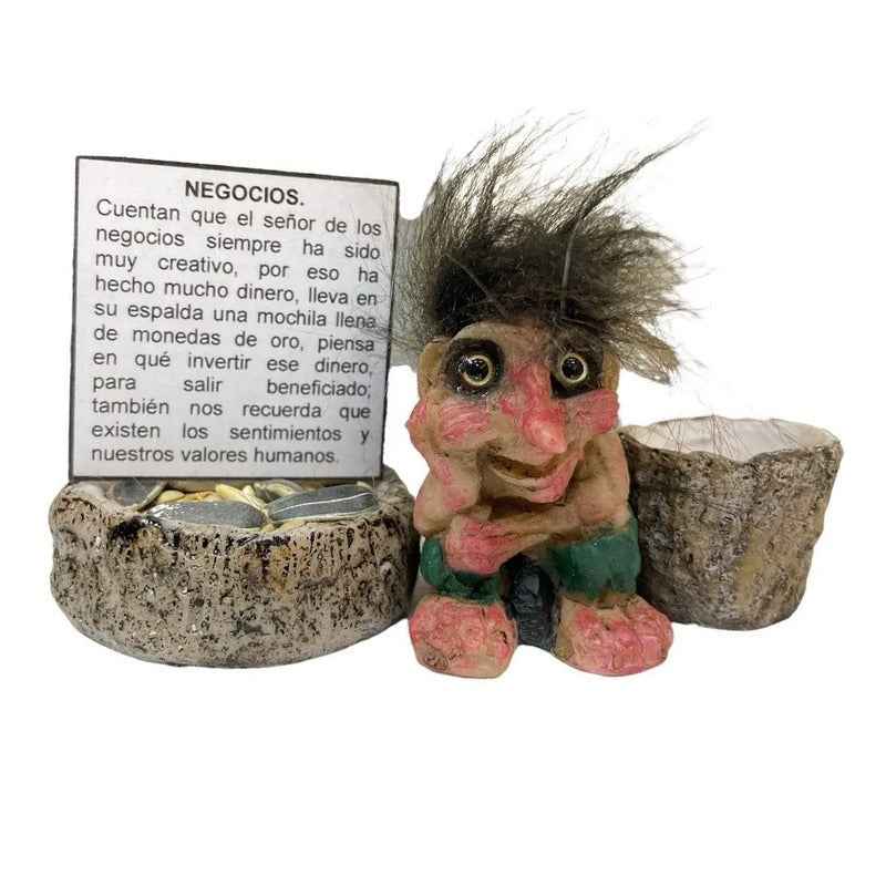 Troll Mini + Comedero + Semillas + Tarjeta Varios Modelos Pensador Del Negocio 5cm