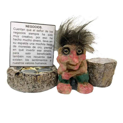 Troll Mini + Comedero + Semillas + Tarjeta Varios Modelos Pensador Del Negocio 5cm