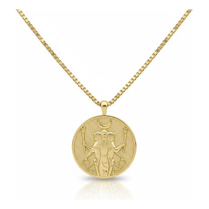 Triple Diosa Medalla Dorada Hecate Celta Con Cadena Dorado Dorada