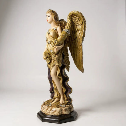 Angel De La Abundancia, Abundia Figura De Resina 30x12x10 Cm Dorado