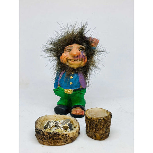 Troll Aventurero + Comedero 10 Cm Figura De Resina Nacional