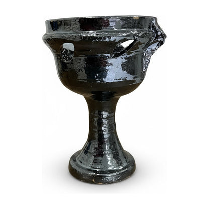 Sahumerio Copalera Porta Incienso Barro Vidriado 16x11x13 Cm Negro Lisa