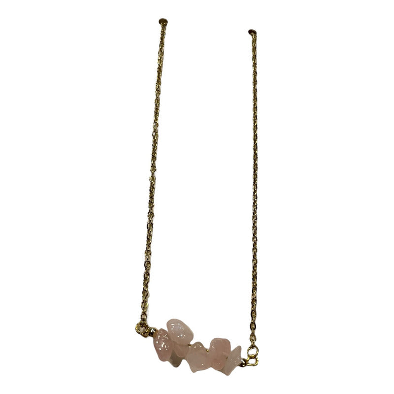 Collar Aquíje Pedra Cuarzo Dorado 45 Cm