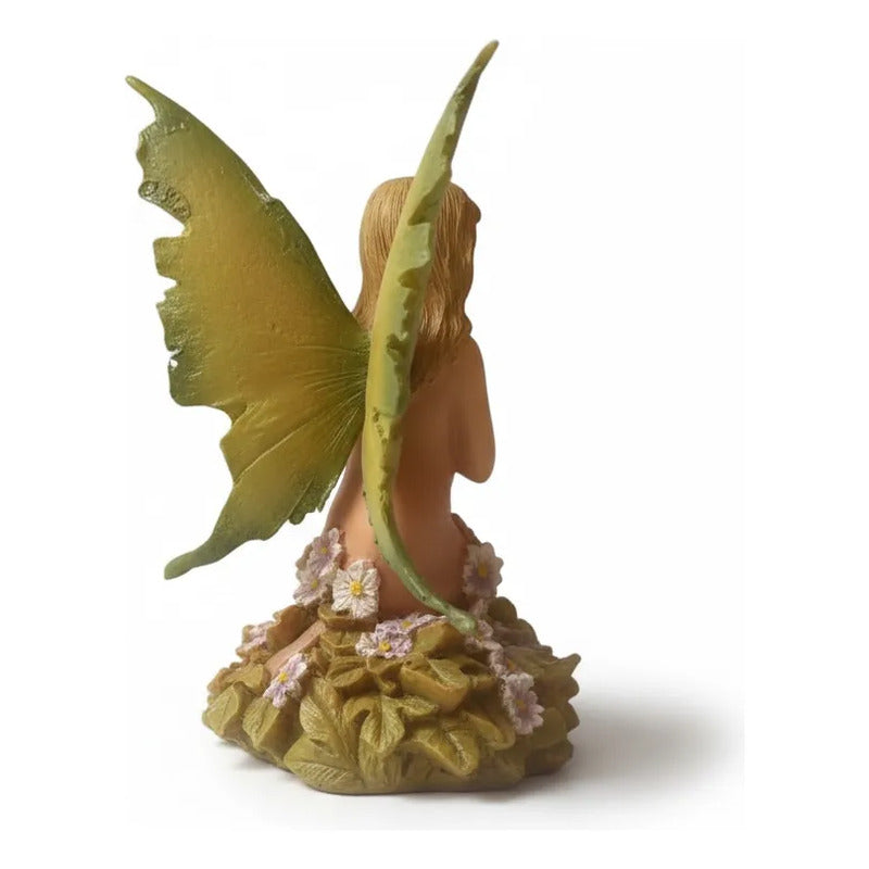 Figura Decorativa Hada Mágica Con Palomas De Resina 12 Cm Verde Oscuro by HEREJE