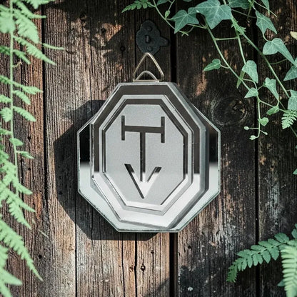 Espejo Octagonal, Grabado Con Símbolos Esotéricos De 5 Cm Protector Para Viajes by HEREJE