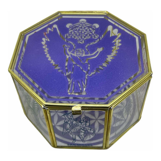 Metatron Con Los 7 Arcangeles Caja De Cristal 15 Cm Grabado