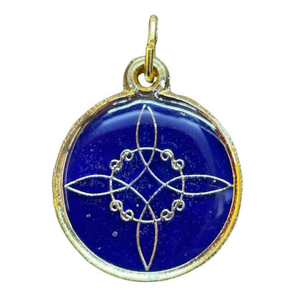 Nudo De Brujas Dije Encapsulado Con Los 7 Baño De Oro 25mm Azul Marino