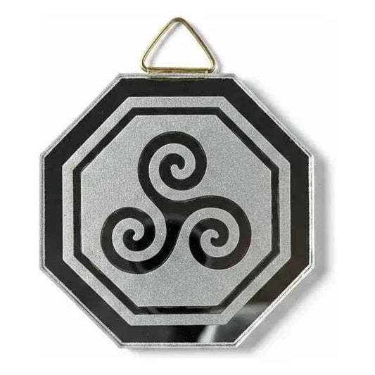 Espejo Octagonal, Grabado Con Símbolos Esotéricos De 5 Cm Trisquel