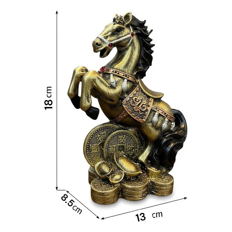 Caballo Año Chino Estatua De Resina 18x13x8.5 Cm