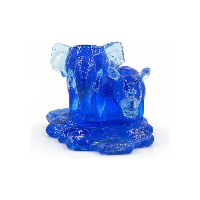 Elefante Y Rinoceronte Azul Figura De Resina 4.5 Cm De Alto Azul by HEREJE