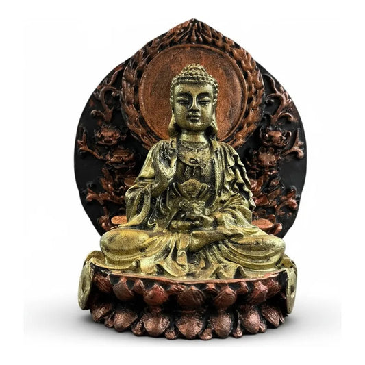 Buda Con Círculo 12 Cm Figura De Resina Dorado by HEREJE