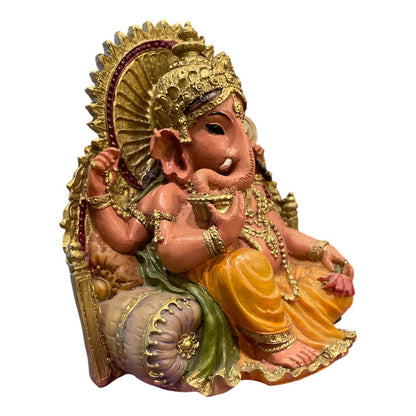 Estatua Ganesh Trono Resina 14 Cm.