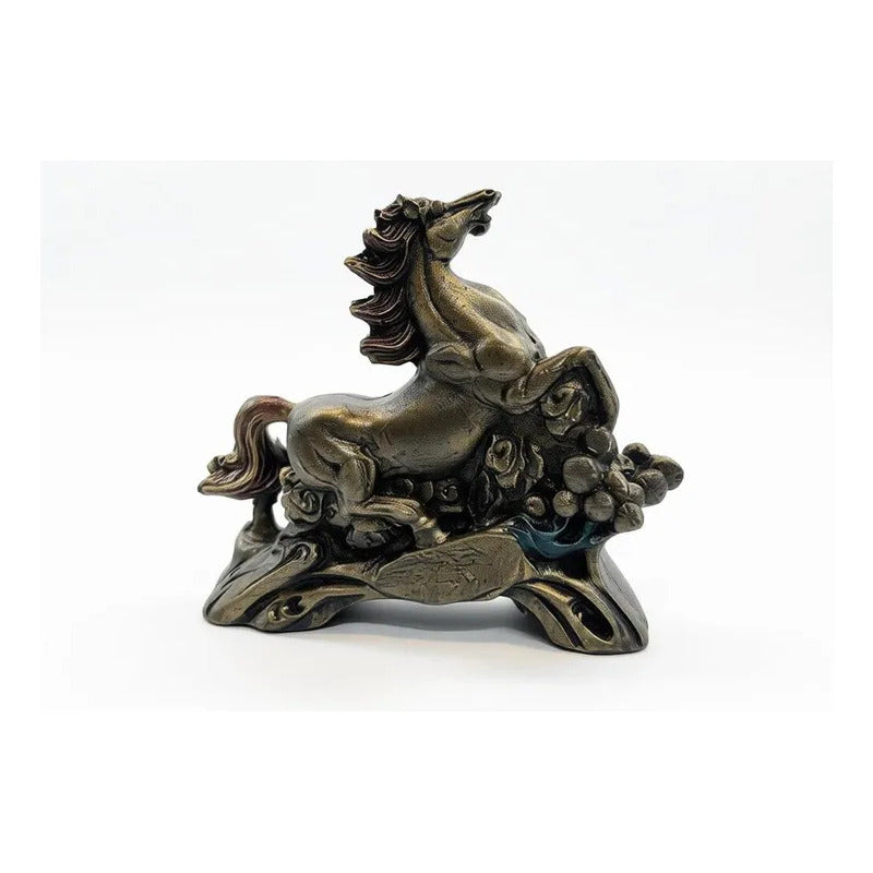 Caballo Del Año Chino Figura De Resina 6.5x8x2.5cm Dorado Oscuro by HEREJE