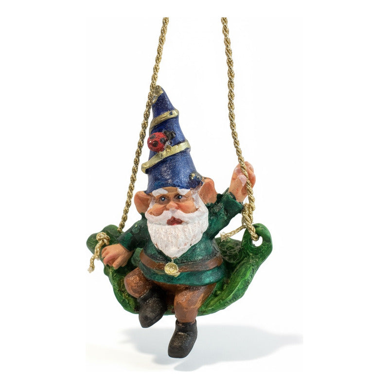 Gnomo En Columpio Figura De Resina Decorativa De 9cm De Alto