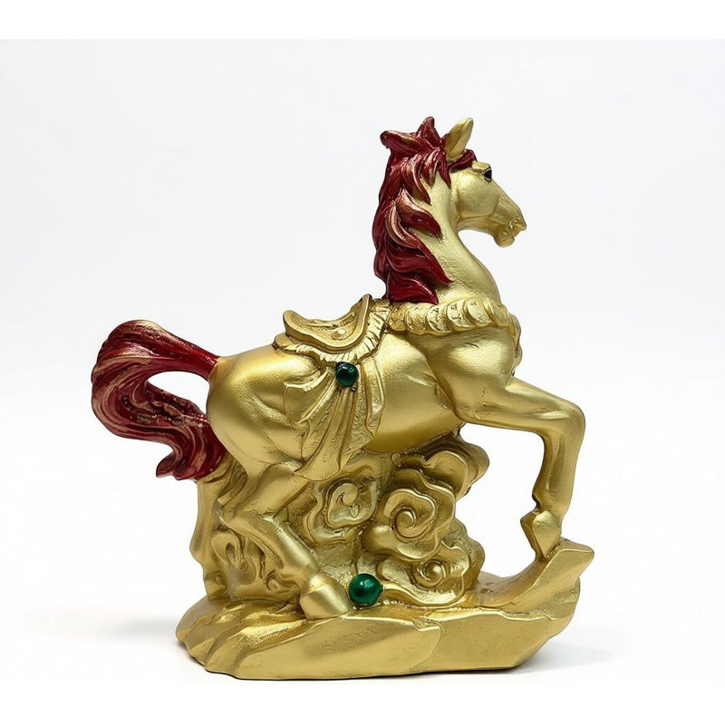 Caballo Del Año Chino 12.5x11x4cm Dorado