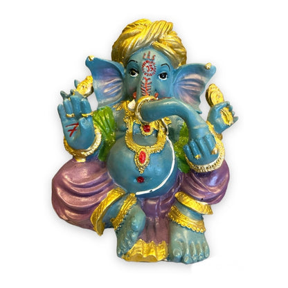 Ganesh Turbante Escultura D Resina Hecho A Mano 15.5x17x13cm