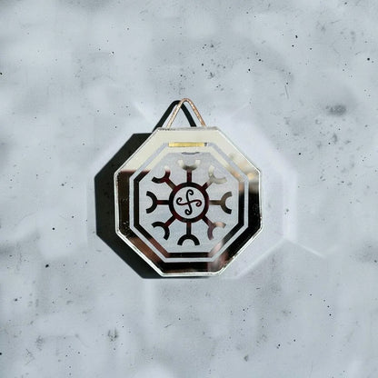 Espejo Octagonal, Grabado Con Símbolos Esotéricos De 5 Cm Curativo Y Regenerativo by HEREJE