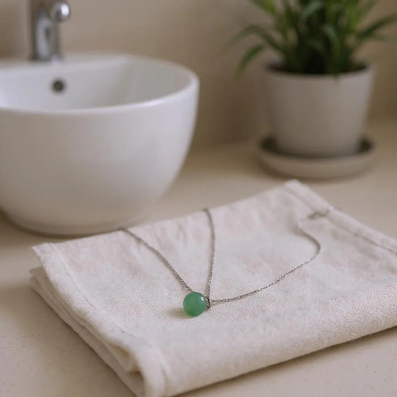 Cuarzo En Esfera Dije Con Cadena