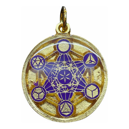 Metatron Dije Troquelado, Encapsulado Baño Dorado 3 Cm Diame