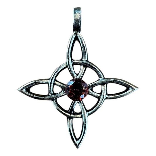 Dije Nudo De Bruja Celta Con Cristal Rojo 4 Cm Piedra Granate by HEREJE