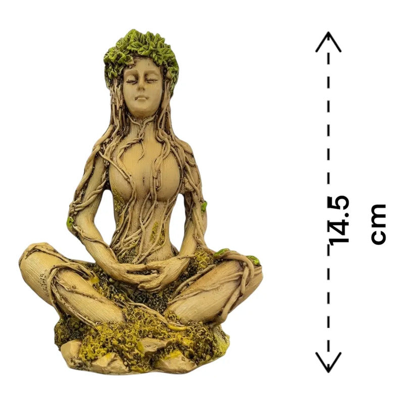Figura Diosa Gaia Madre Tierra Meditación Resina Verde Claro by HEREJE
