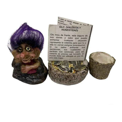 Troll Mini + Comedero + Semillas + Tarjeta Varios Modelos Glow Honestidad Y Valentia 5.2cm