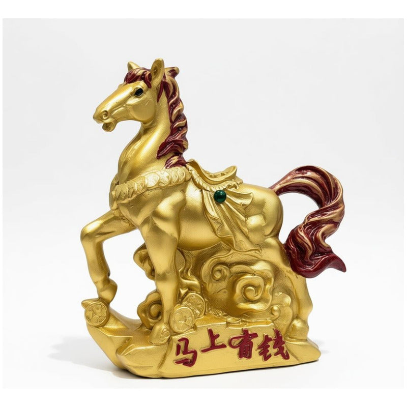 Caballo Del Año Chino 12.5x11x4cm Dorado