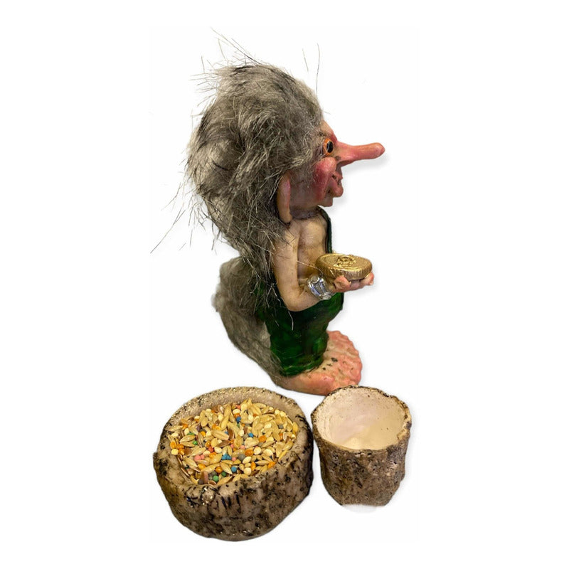 Troll Prosperidad + Comedero 10 Cm Figura Resina Nacional