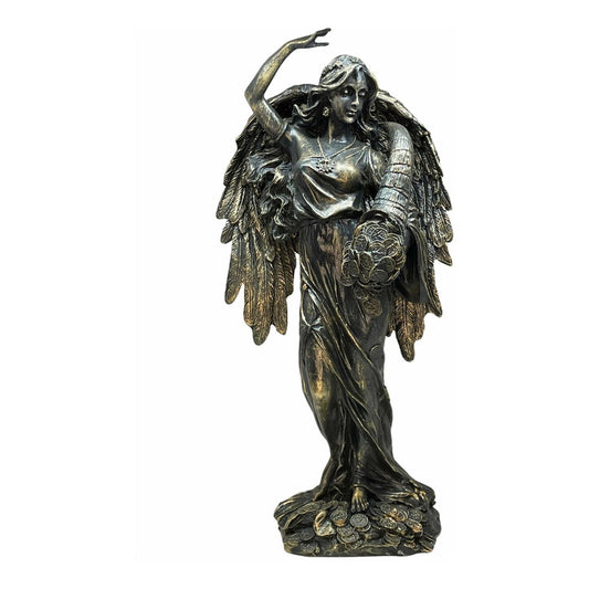 Abundia Angel De La Abundancia 28 Cm Pintado Tipo Bronce