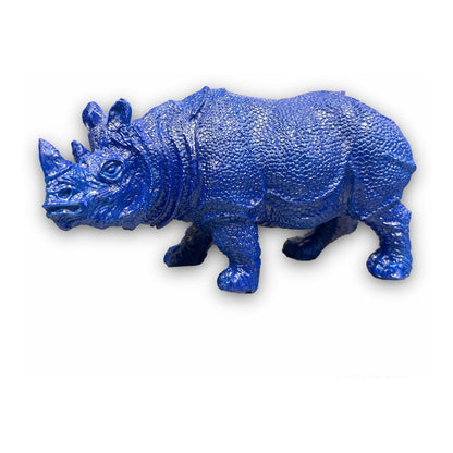 Figura Elefante Y Rinoceronte Azul Feng Shui 8.6cm Y 7.5cm Azul Petróleo