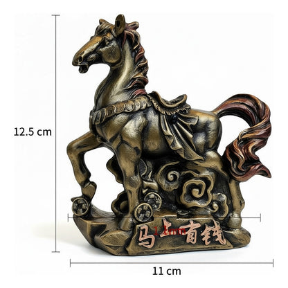 Caballo Del Año Chino 12.5x11x4cm Dorado