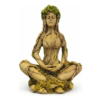 Figura Diosa Gaia Madre Tierra Meditación Resina Verde Claro by HEREJE