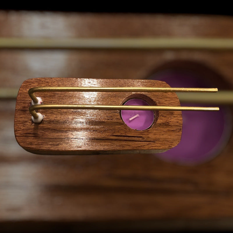 Sahumerio Base Porta Sahumerio En Madera Con Latón Madera Lisa