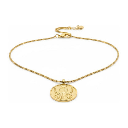 Triple Diosa Medalla Dorada Hecate Celta Con Cadena Dorado Dorada